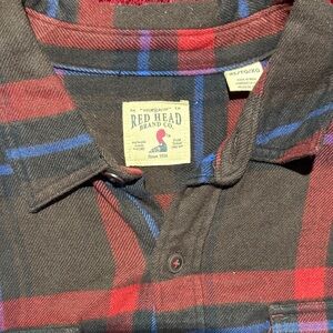 RedHead Men's Casual Red and Blue Plaid Shirt